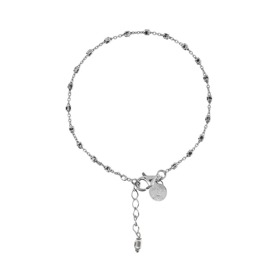 Bracciali Milor | Bracciale Rosario Con Motivi Quadrati In Argento 925 Placcato Platino