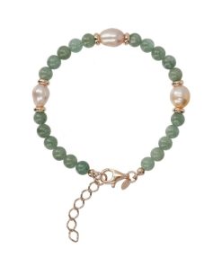 Bracciali Milor | Bracciale Con Quarzite Verde E Perle Barocche D'Acqua Dolce Rosa O 8/9 Mm