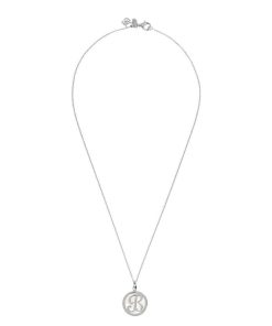 Collane Milor | Collana Girocollo Con Pendente In Madreperla Bianca E Iniziale Placcata Oro Bianco In Argento 925 Placcato Oro Bianco 18Kt