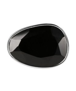 Anelli Milor | Anello Chevalier In Argento Con Spinello Nero Forma Ovale In Argento 925 Placcato Platino