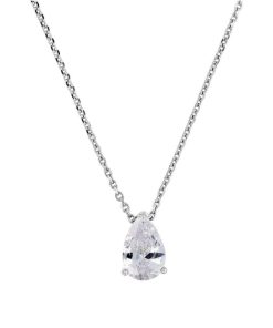 Collane Milor | Collana Maglia Brillantina In Argento 925 Placcato Rodio Con Pendente Goccia In Cubic Zirconia